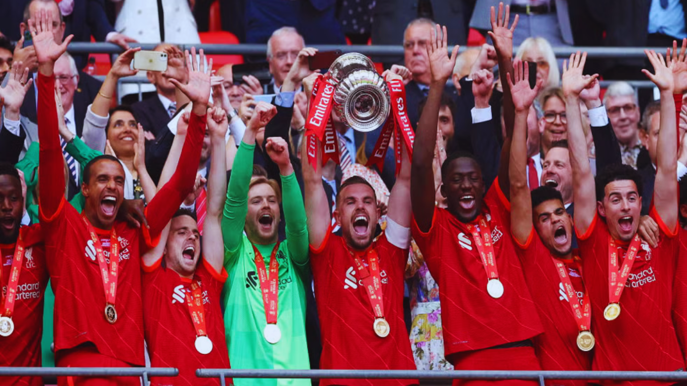 Team liverpool with trophy in display